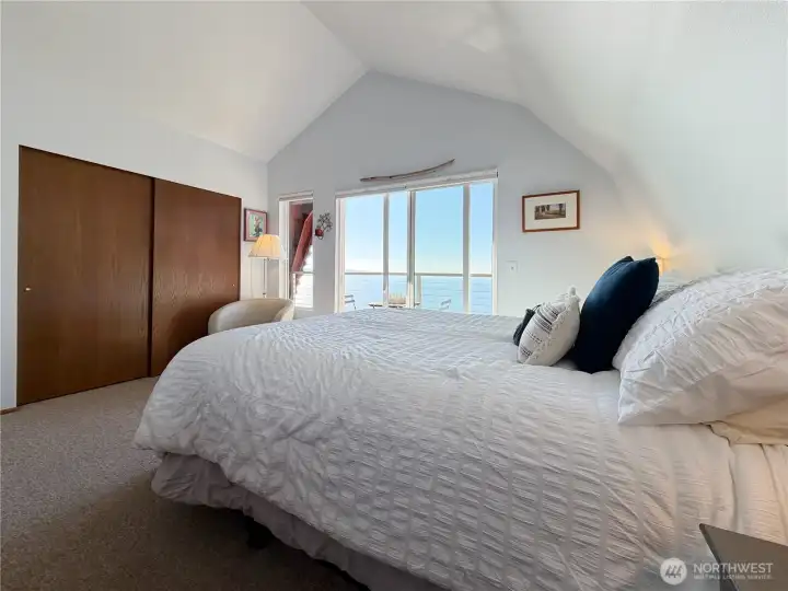 Roomy master bedroom with views