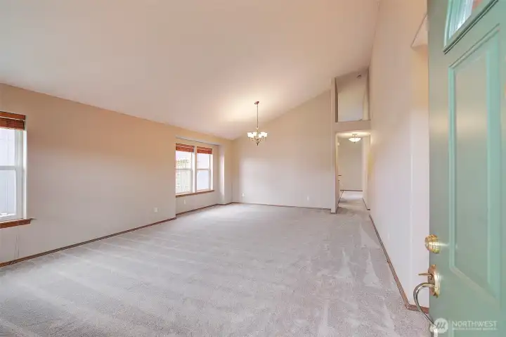 Front entry into the spacious living room.