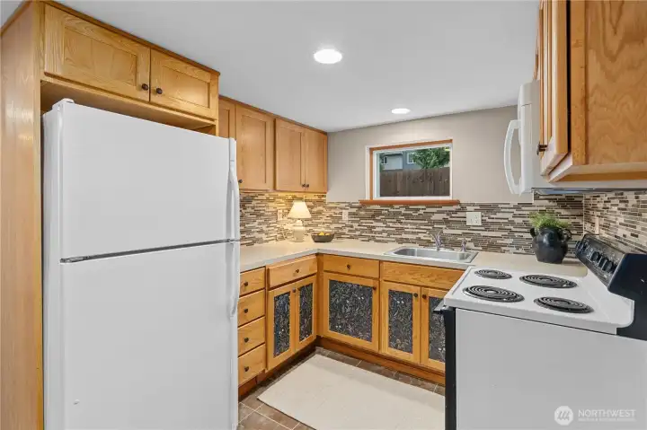 Lower apartment with full kitchen.