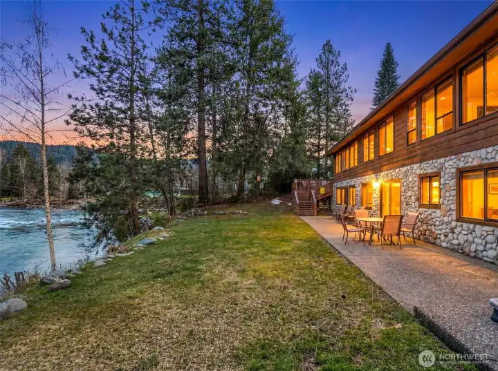 Welcome to Alpine Pension, Set along the Wenatchee River, this rare low-bank frontage offers direct access, peaceful surroundings, and a truly immersive waterfront experience