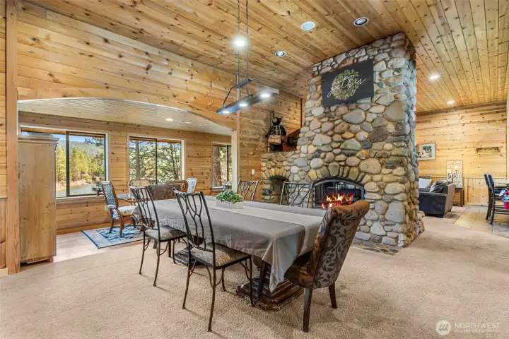 statement chandelier, and seamless connection to the living spaces.