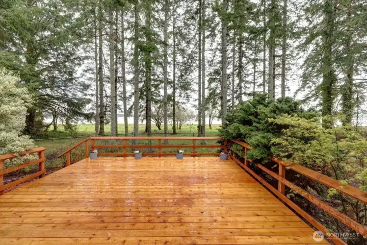 20' x 20' deck on the bayside allows for large table and chairs, lounging furniture and much more.