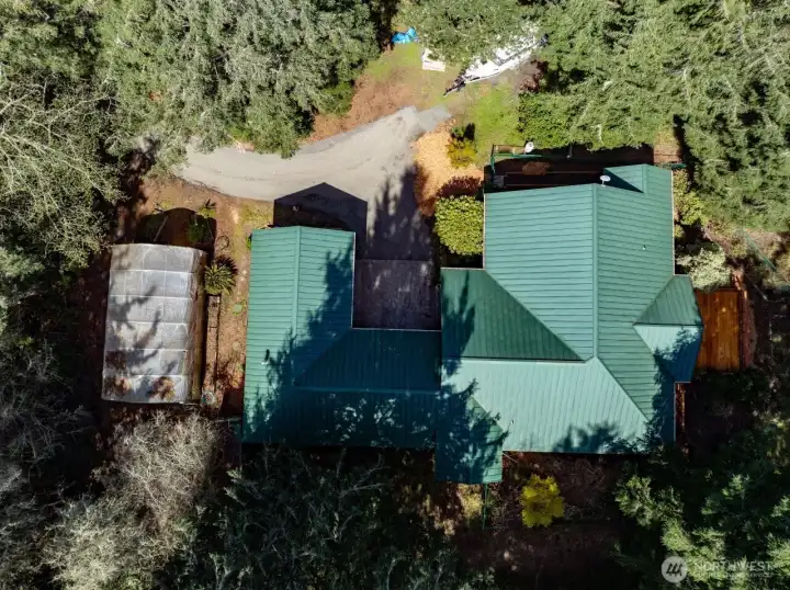 Top down gives you a view of the house and surroundings area.