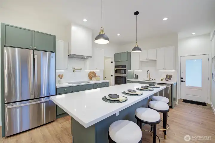 Chef's kitchen with all stainless appliances