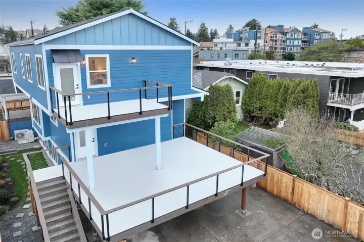 Huge decks off the main level of the house for entertaining.