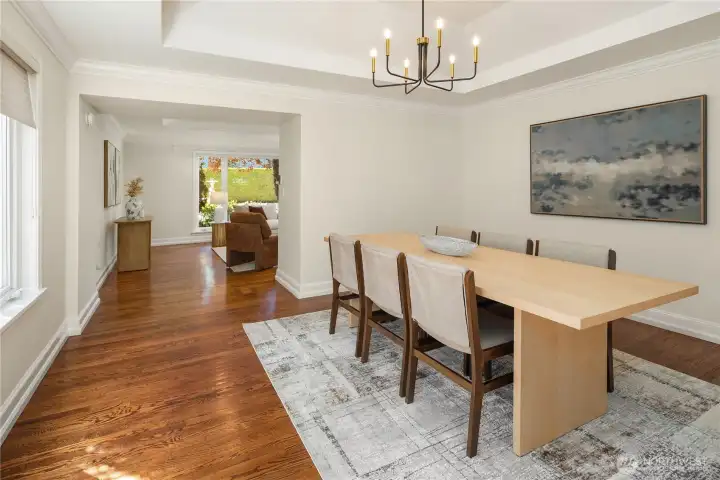 Dining area boasts clean lines and effortless flow