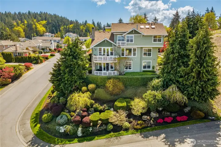 Beautifully updated landscaping surrounding the house