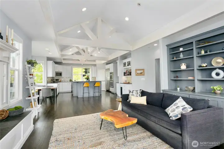 Family room and kitchen