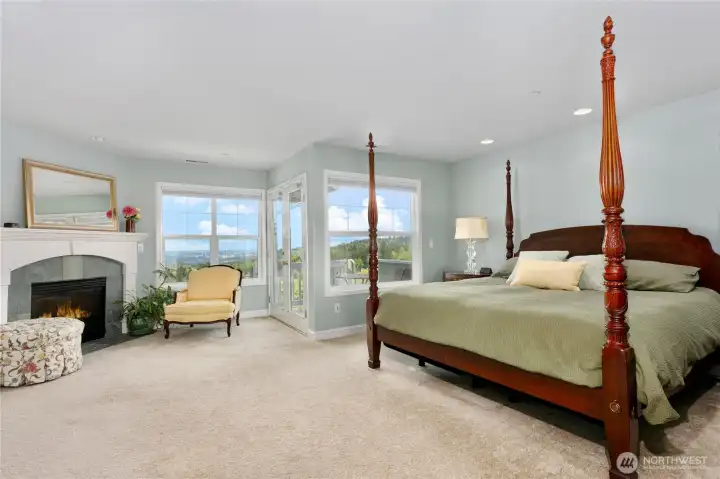 Primary suite with fireplace and breaktaking views