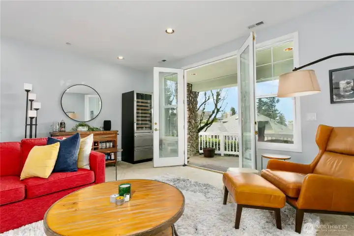 Media Room with access to another outdoor space