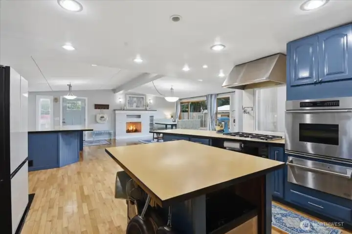 Kitchen showing prep island