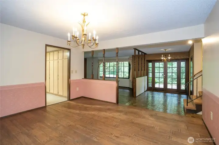 Additional angle of the entry and living area from the dining room.