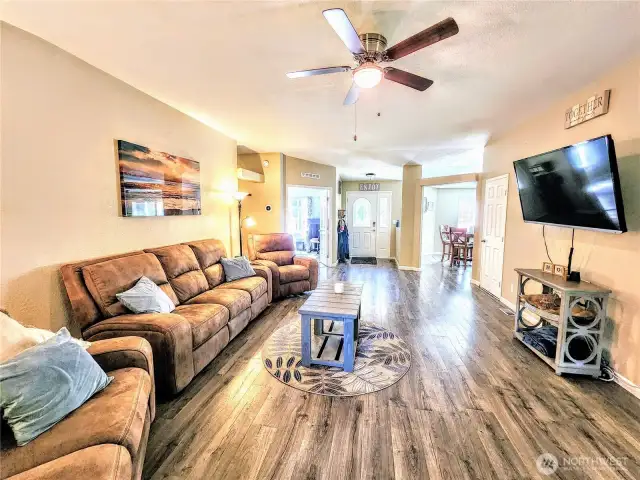 Family room looking toward entry.