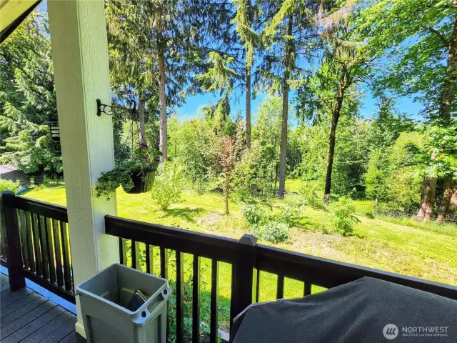 Peaceful covered space to enjoy the valley view.