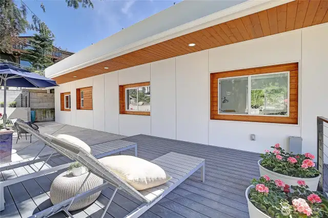 Side deck, supportive of hot tub with electrical ready