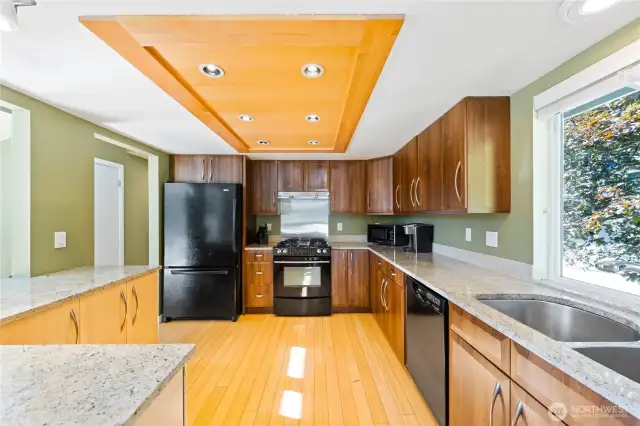 Ample counter space and storage in the kitchen.