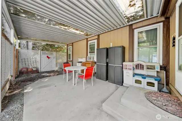 Outdoor Covered Patio in a private backyard setting