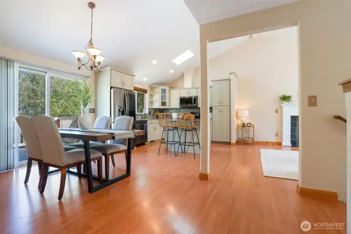 Large dining area with sliding door to the back porch.