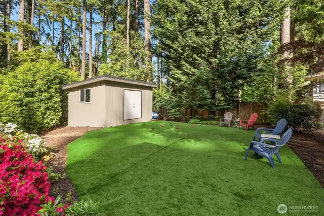 Your backyard borders the lush, 10-acre Killarney Glen Park, offering a private path and gate to tennis courts, walking trails, and the serene beauty of native evergreens.