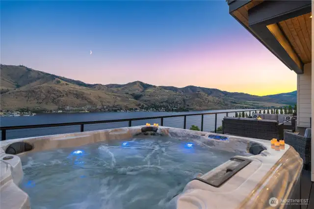 Sit in your hot tub and watch the sunsets year round. From here you have a front row seat to fireworks on the fourth of July and at New Year's Eve from the comfort of your own space!