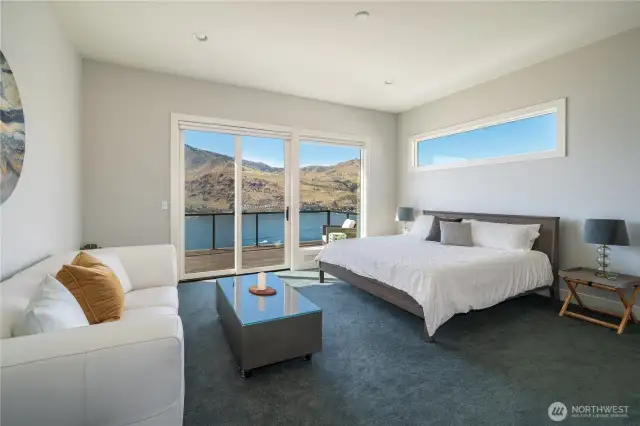 All of the windows in the house have motorized light and climate control blinds, so you can have as much or as little light as you wish.