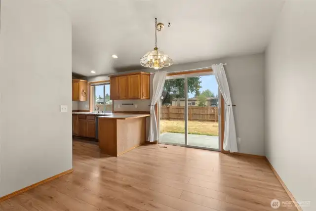 Sliding door to the patio and fenced back yard. Conveniently located off the kitchen and dining area.