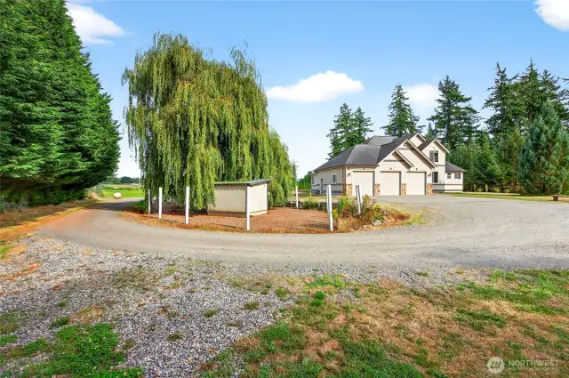 View of the driveway and home