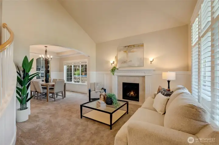 Formal living room with gas fireplace