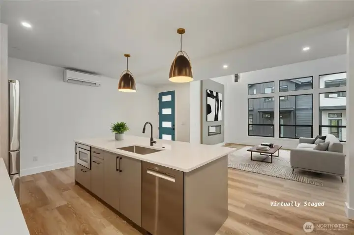 A view of the kitchen towards the living area