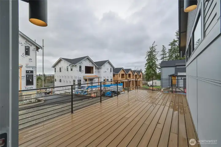 A large deck, directly off the living area.