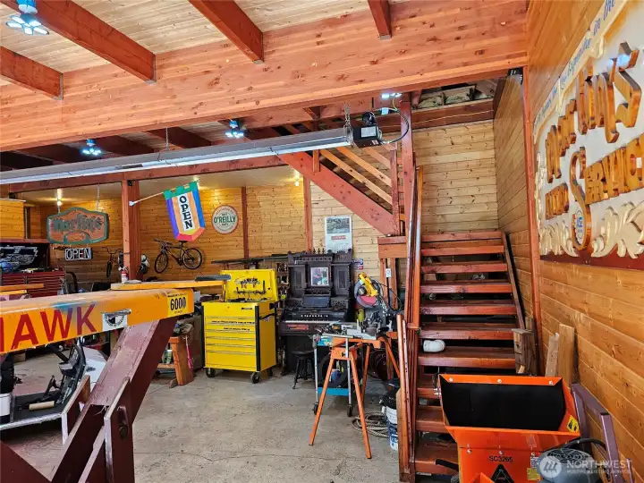 Ample 2nd story storage in the shop