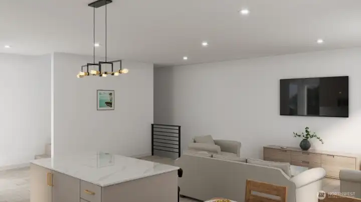 Fluid layout perfect for hosting and urban living. (Digitally rendered)