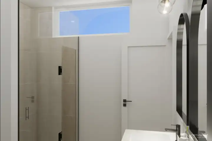 Clean lines and contemporary tile selections. (Digitally rendered)