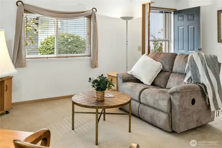 Light and bright great room with more than enough room for all