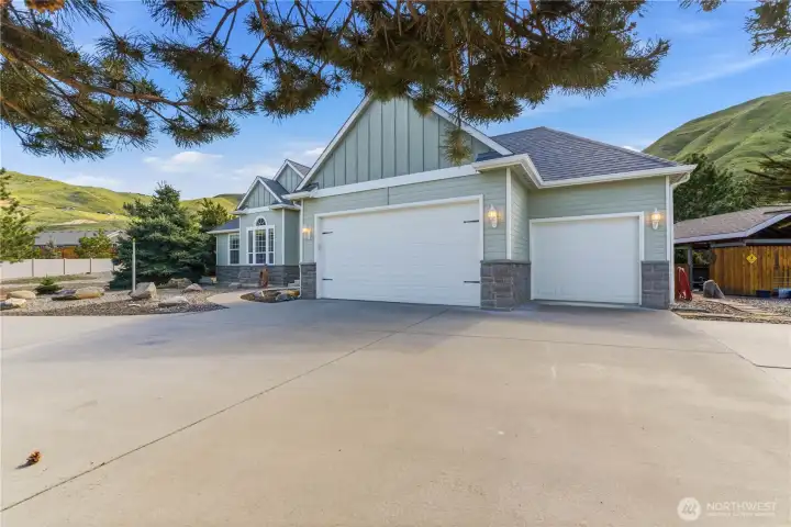 3 car attached garage