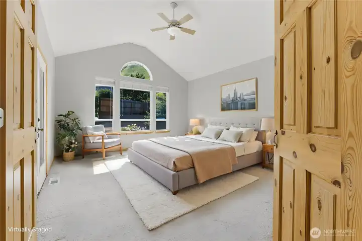 Virtually staged Primary bedroom.