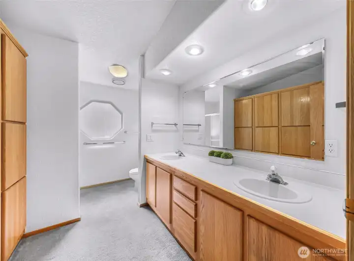 3/4 Primary Bath with ample storage