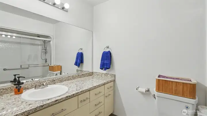 Full bath with new quartz countertops