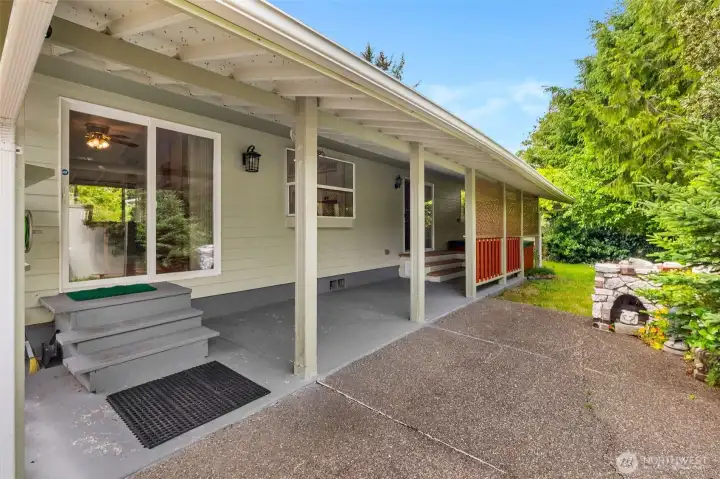Rear Covered Patio with Kitchen access