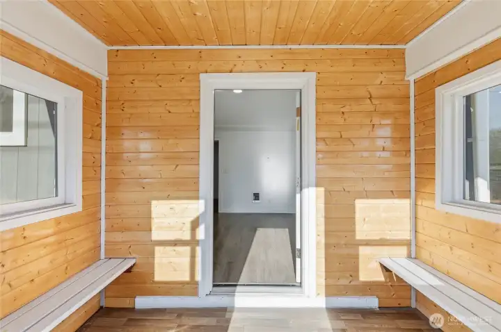 Mudroom in the entry of main house. Mudroom in the entry of main house.
