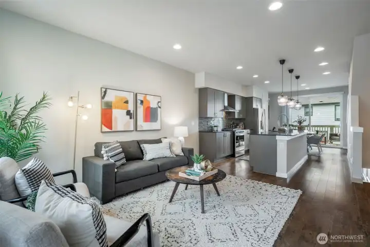 Large living space and into the open kitchen and huge island. You enter on the main floor and can either go up or down. Large living space and into the open kitchen and huge island. You enter on the main floor and can either go up or down.