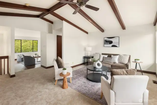 From the living room into the spacious family room.