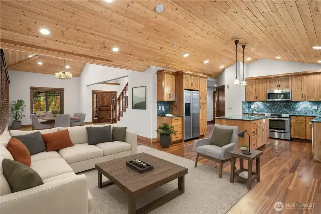 Virtually Staged living room and dining room