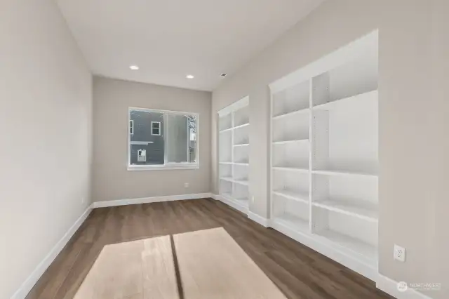 Study with built-in cabinets