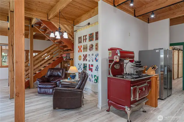 All of the walls in this post and beam timber frame home can be moved if desired! So unique and beautiful.