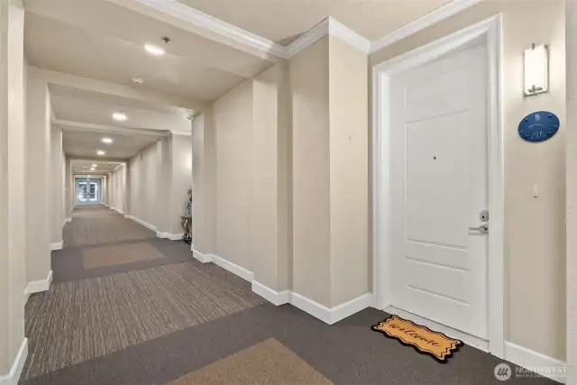 Located on the main level with wide and inviting hallways.