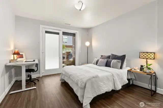 Large primary bedroom can comfortably fit a king-sized bed with plenty of room to spare for a desk, and dressers- ideal for a seamless work from home setup.