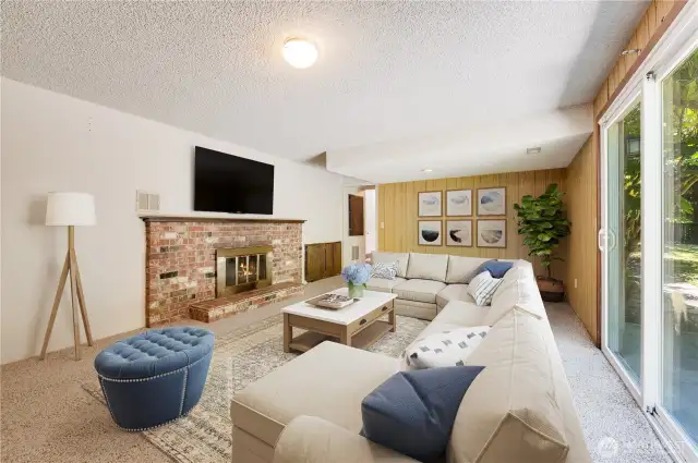 Rec Room with Wood-Burning Fireplace