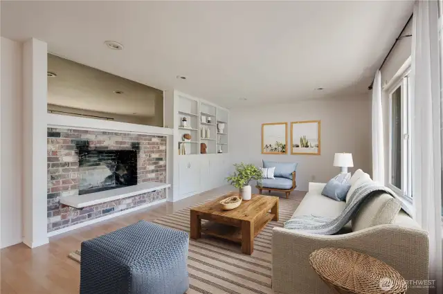Living Room with Wood-Burning Fireplace