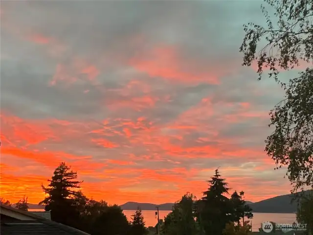 Sunset view from the living room.